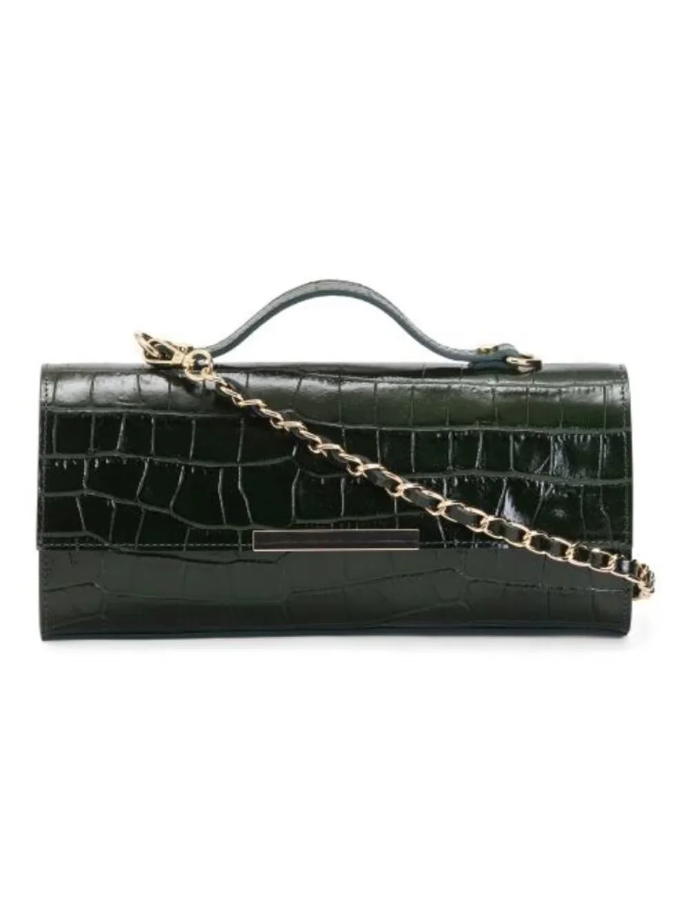 DIVINA FIRENZE Made In Italy Leather Crocodile Top Handle Clutch